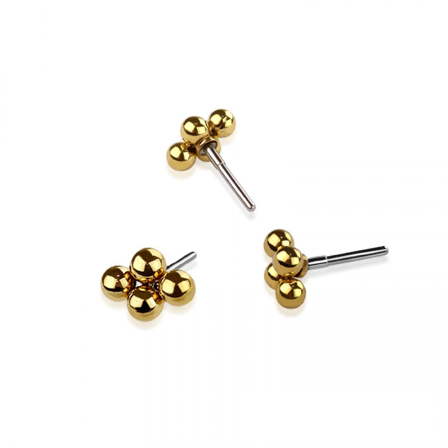 QUAD MICRO BEAD HEAD 316L SURGICAL STEEL THREADLESS PUSH IN TOP PART(TOP PART ONLY)