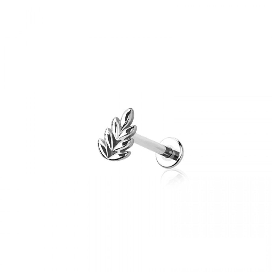 ACACIA FOREST SPROUT SPRIG BRANCH LASER CUT PUSH IN TOP 316L SURGICAL STEEL LABRET SET