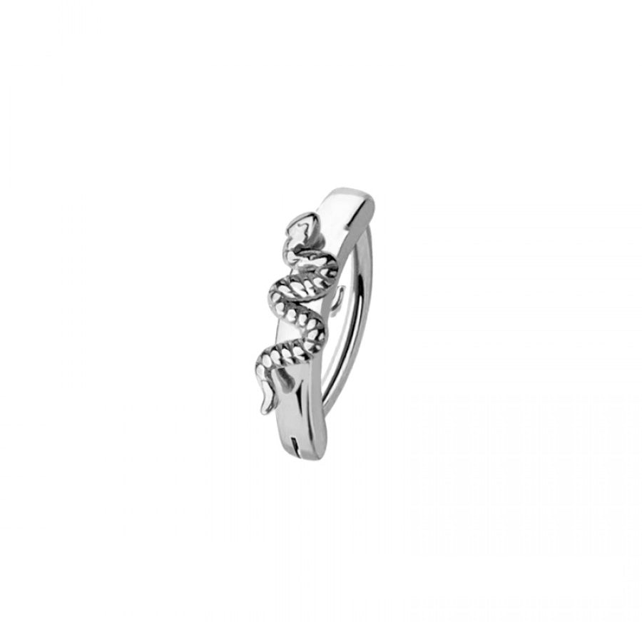 SURGICAL STEEL BURSNISH SNAKE RAIL CLICKER BELLY RING