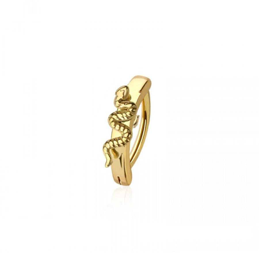 SURGICAL STEEL BURSNISH SNAKE RAIL CLICKER BELLY RING