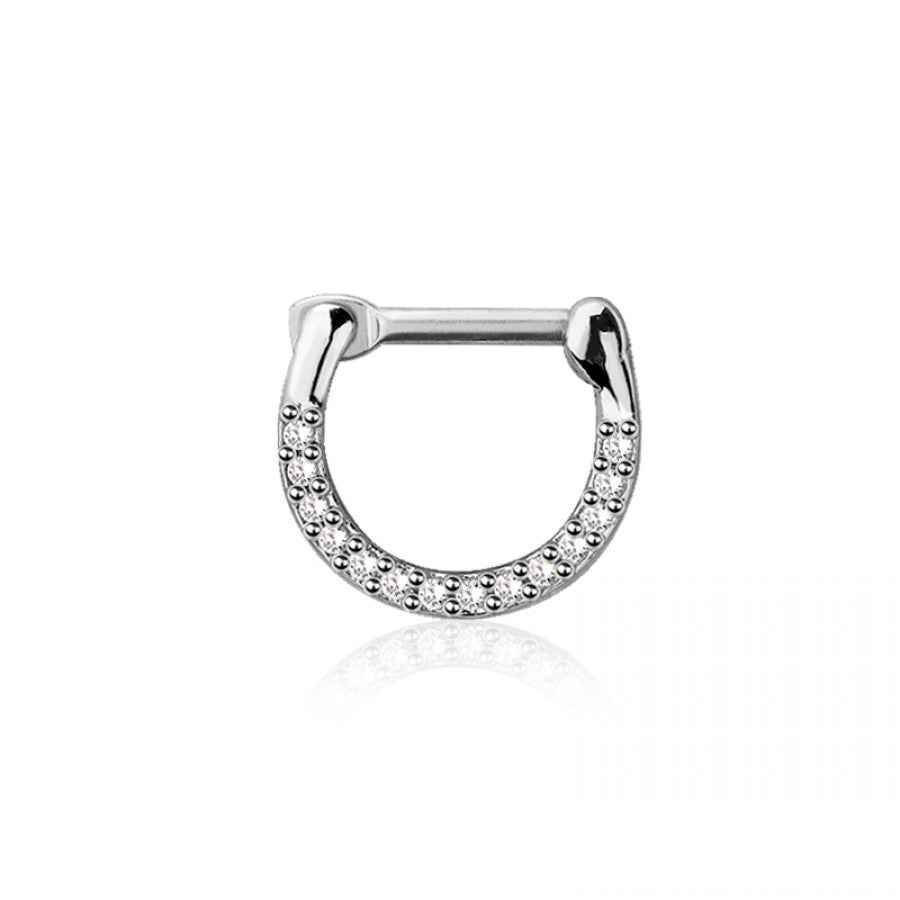 PAVED FRONT GEM HINGED SEGMENT SEPTUM RING
