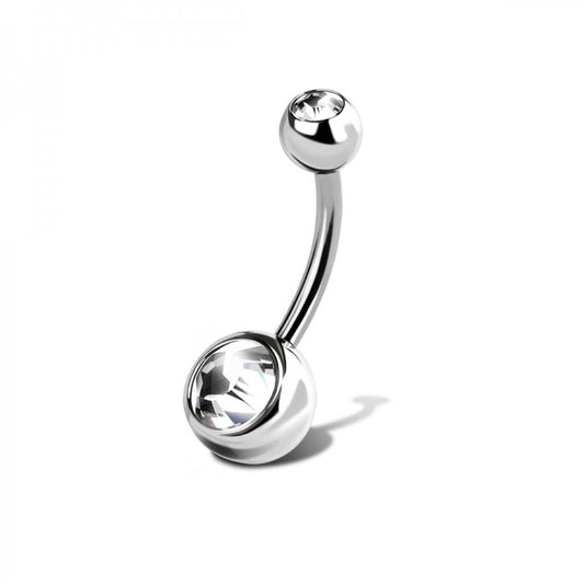 SURGICAL STEEL DOUBLE GEM BELLY BARBELL