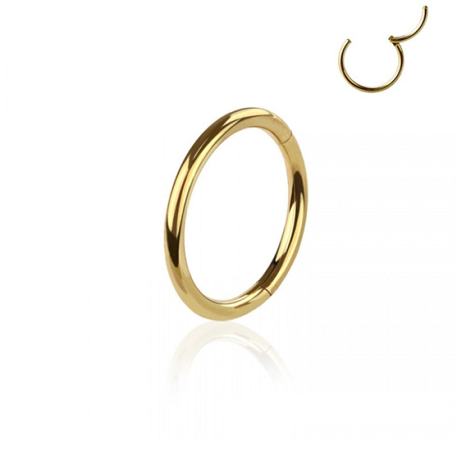 12MM GOLD COLOR PLATED IMPLANT GRADE TITANIUM HINGED SEGMENT RING