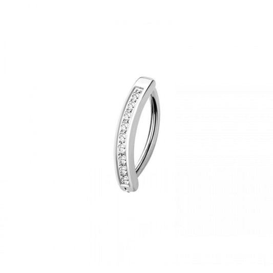 SURGICAL STEEL CZ PAVED RAIL CLICKER BELLY RING