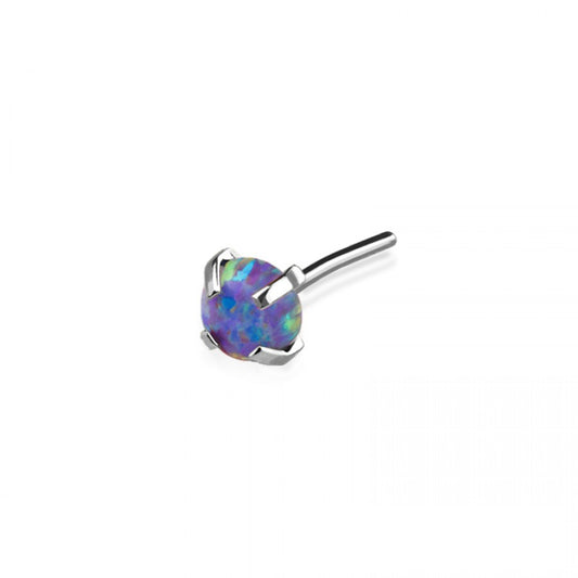 PURPLE OPAL PRONG SET TOP 316L SURGICAL STEEL LABRET/MONROE SS TOP PART(TOP PART ONLY)
