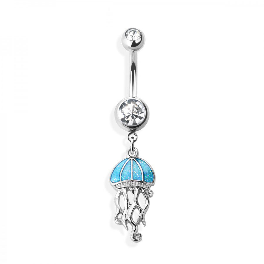 OPAL JELLYFISH DANGLE BELLY RING