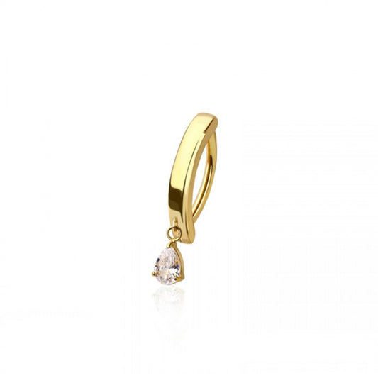 SURGICAL STEEL TEARDROP CZ RAIL CLICKER BELLY RING