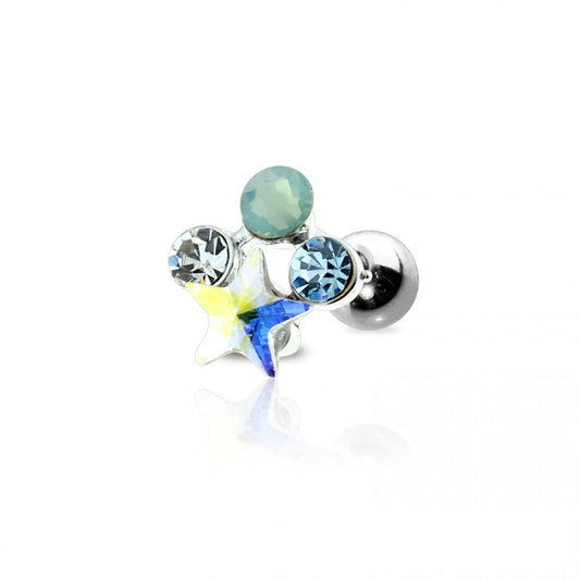 STAR OPAL CARTILAGE BARBELL