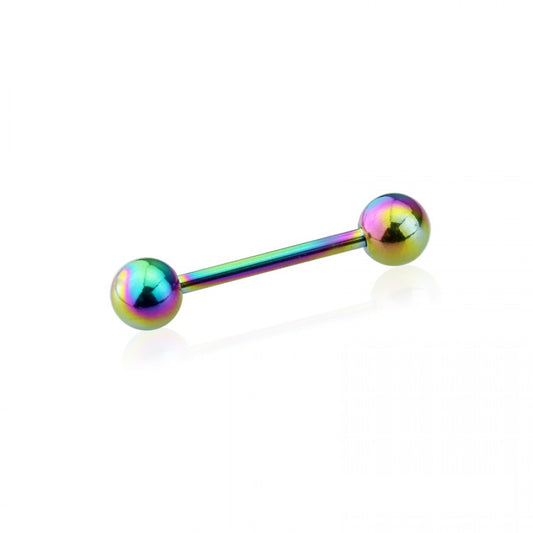 RAINBOW PVD PLATED OVER 316L SURGICAL STEEL BARBELLS WITH BALLS