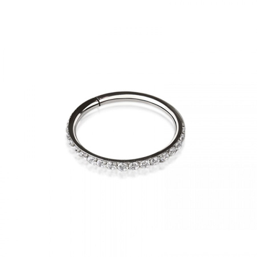 CZ PAVED HINGED SEGMENT RING FOR SEPTUM, HELIX, TRAGUS