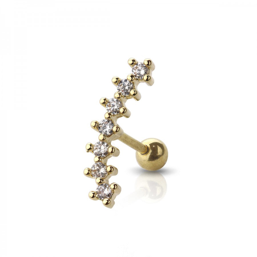 GEM PAVED CASCADE CARTILAGE BARBELL