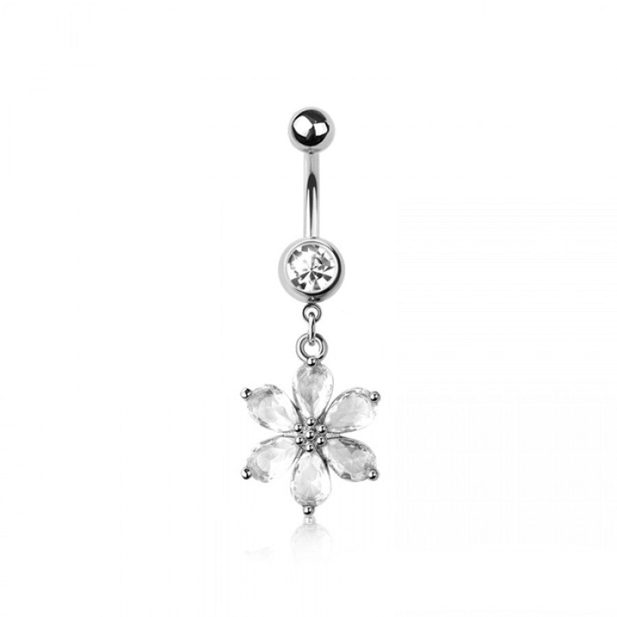FLOWER DANGLE BELLY BUTTON RING